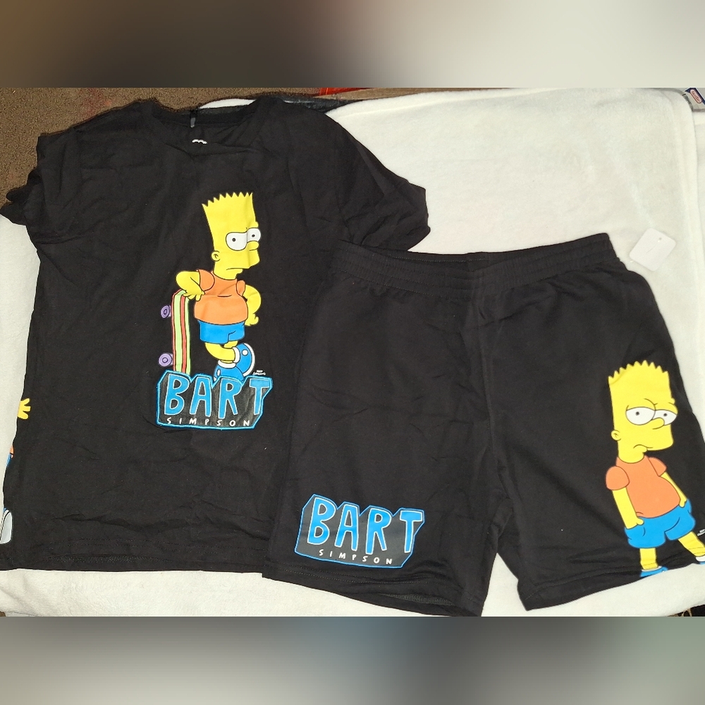 Bart Simpson Black Graphic Tee and Shorts Set